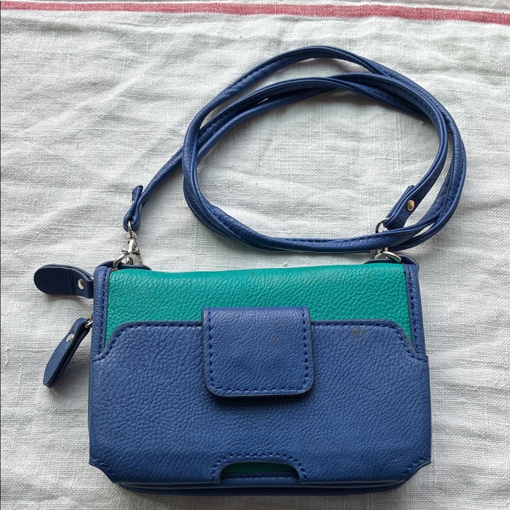 Melie Bianco Blue and Green Crossbody Bag
